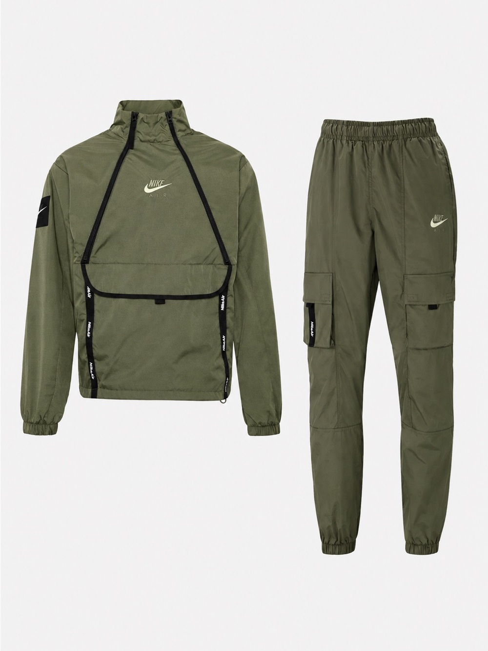 Nike Olive Green Pullover Windbreaker Jacket (XL) and Cargos (L)